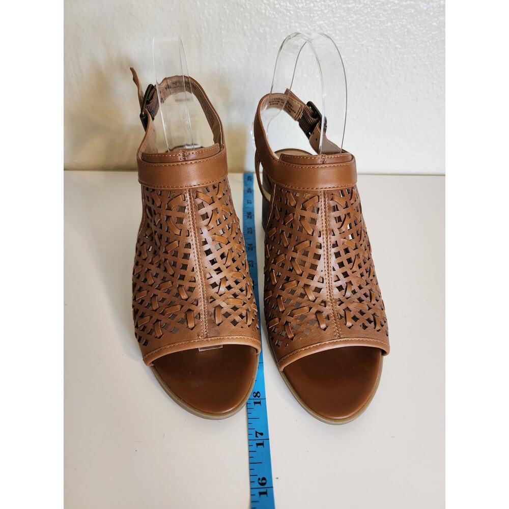 FRANCO SARTO Perforated Hartlet 3" Slingback Block Heel Sandals Brown Size 7 - Picture 3 of 8